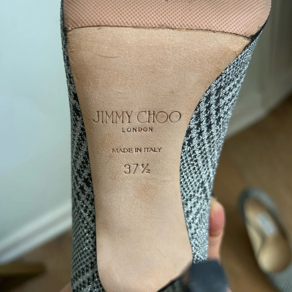 Jimmy Choo metallic houndstooth pattern pointed toe heel with 4 inch heels. - Picture 6 of 6